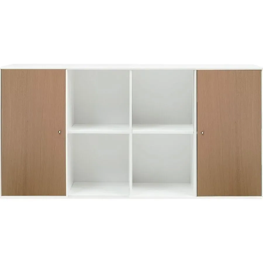 Sideboard Mister Weiss/Braun Holzwerkstoff 136 cm 69 cm - Farbe: Weiss, Natur - Material: Spanplatte Eiche Nachbildung - Sideboard