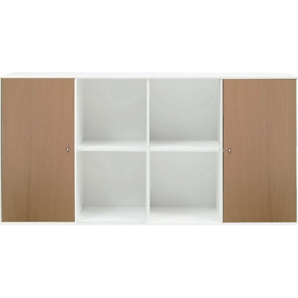 Sideboard Mister Weiss/Braun Holzwerkstoff 136 cm 69 cm - Farbe: Weiss, Natur - Material: Spanplatte Eiche Nachbildung - Sideboard