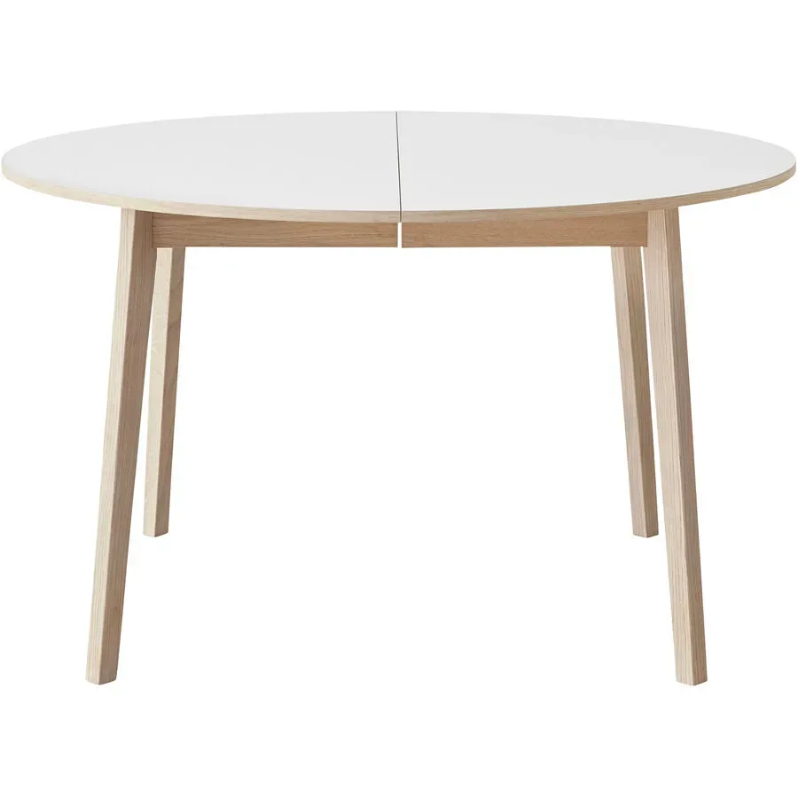Esstisch rund Sinthya Weiss Holz/MDF 130 cm - Farbe: weiss/eiche - Material: Eiche, Melamin - Esstisch rund