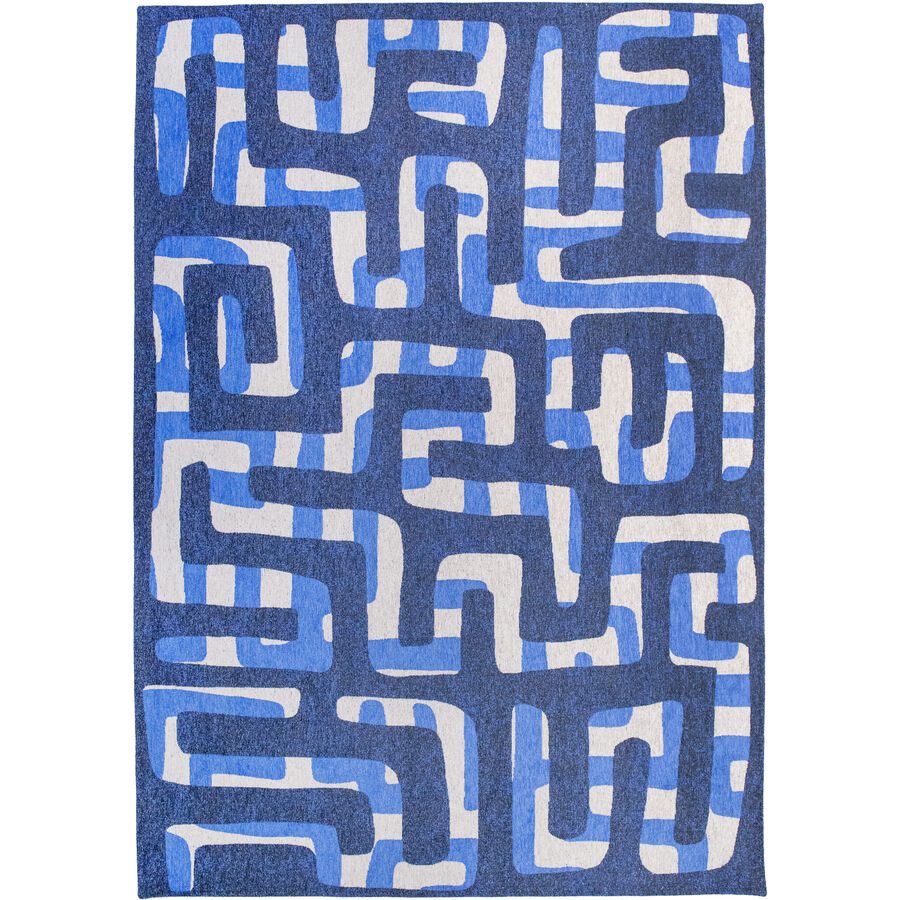 Teppich Kuba Blau/Weiss Polyester 240 cm 340 cm - Farbe: Ultramarine, Creme - Teppich