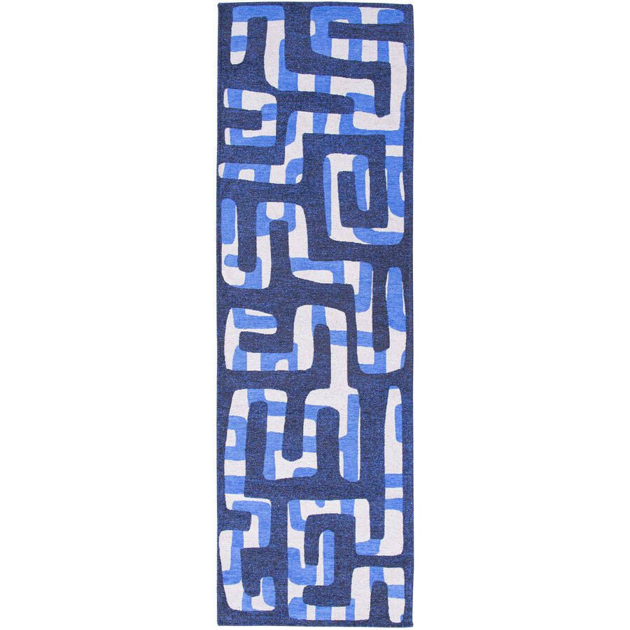 Teppich Kuba Blau/Weiss Polyester 80 cm 250 cm - Farbe: Ultramarine, Creme - Teppich