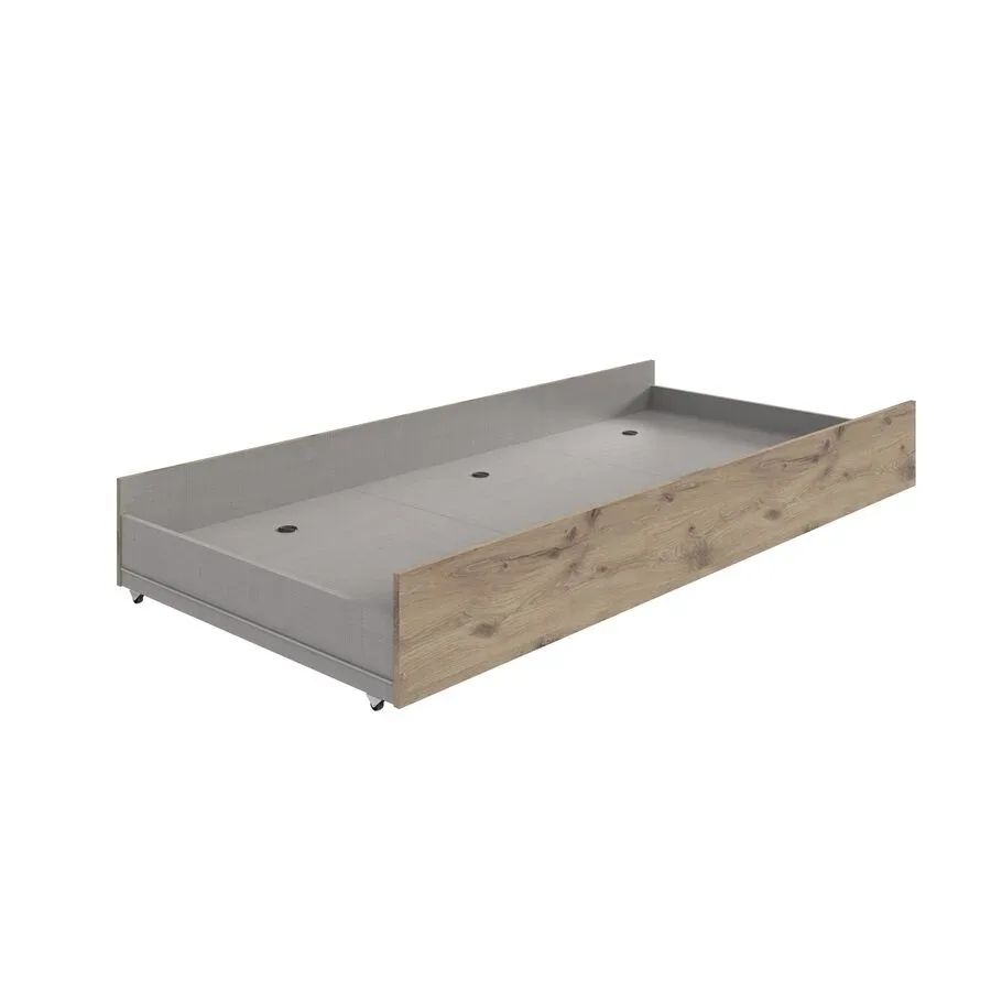 Bettschubkasten Nordy Weiss Holz 90 x 200 cm - Farbe: weiss/Eiche Nachbildung - Material: Holzwerkstoff - Bettschubkasten