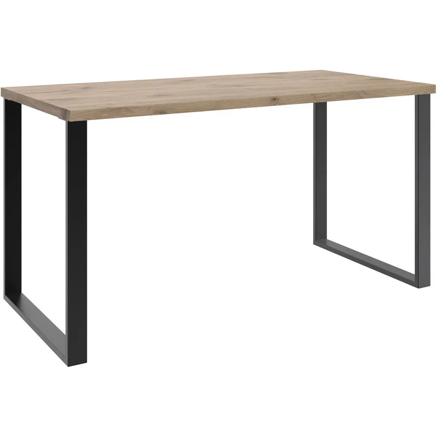 Schreibtisch Nordy Weiss Holz 140 cm - Farbe: weiss/Eiche Nachbildung - Material: Holzwerkstoff - Schreibtisch