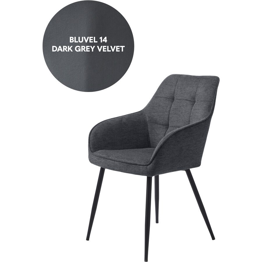 Stuhl 2er-Set Nort Grau Polyester 59 cm - Farbe: Dunkelgrau - Stuhl 2er-Set