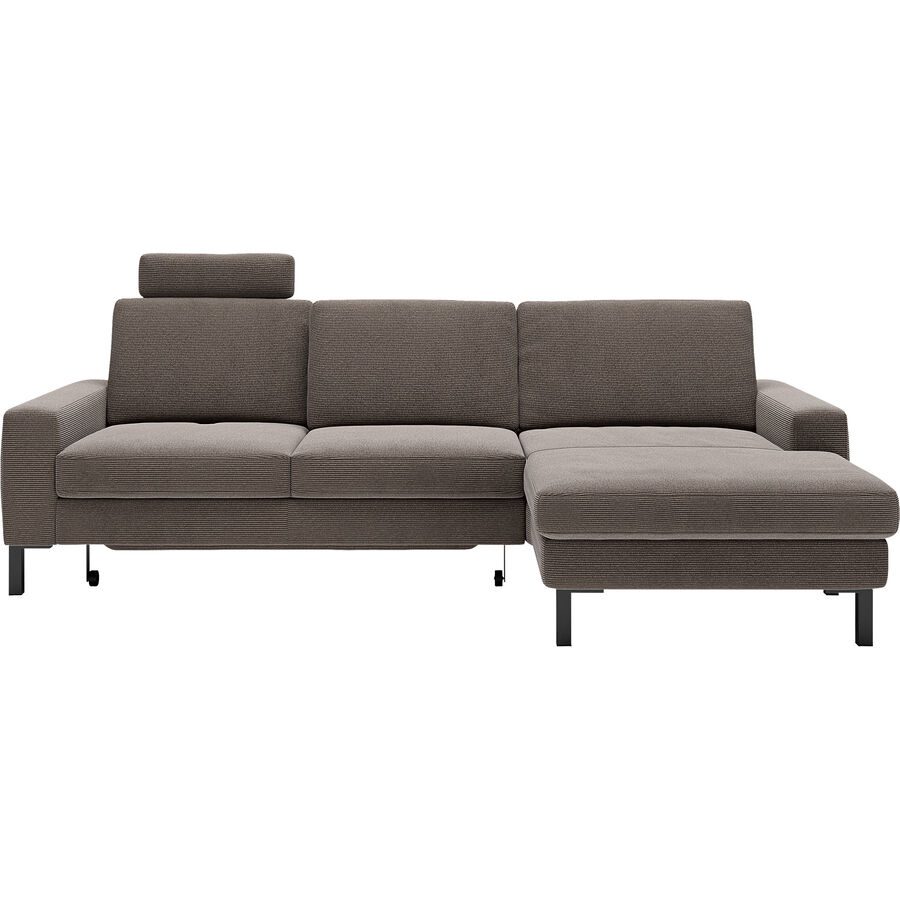 Ecksofa Step Motion Braun/Grau Stoff 258 cm 165 cm - Farbe: taupe - Material: Cordstoff - Möbel Konfigurator: Traummöbel individuell zusammenstellen -