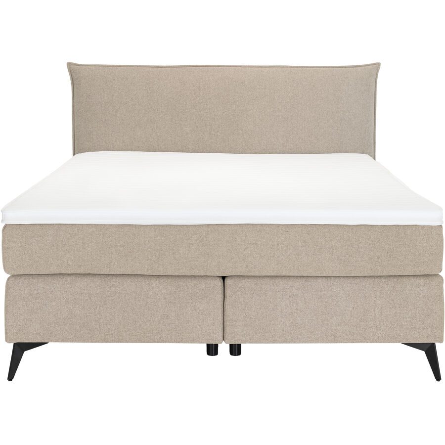 MyDeal Boxspringbett Ron Beige Stoff 140 x 200 cm - Farbe: ivory - Material: Polyester - Boxspringbett