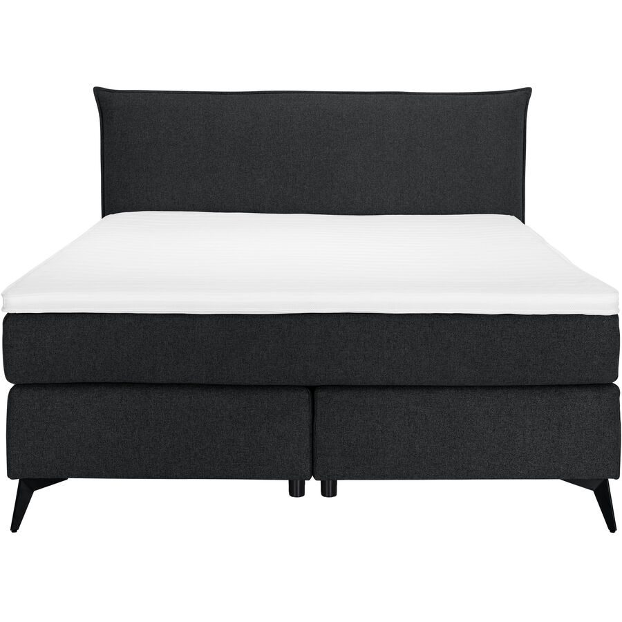 MyDeal Boxspringbett Ron Grau Polyester 140 x 200 cm - Farbe: anthrazit - Boxspringbett