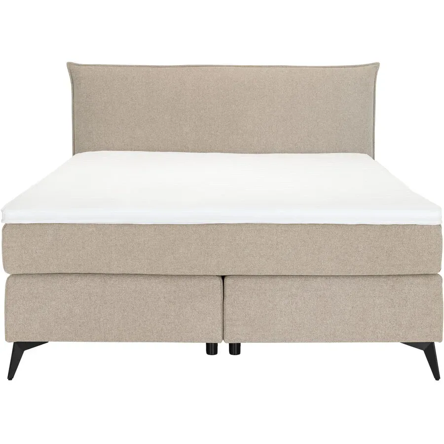 MyDeal Boxspringbett Ron Beige Polyester 160 x 200 cm - Farbe: ivory - Boxspringbett
