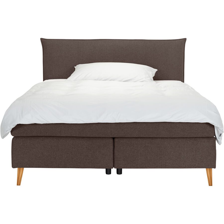 Boxspringbett Ron Braun/Grau Polyester 140 x 200 cm - Farbe: taupe - Boxspringbett