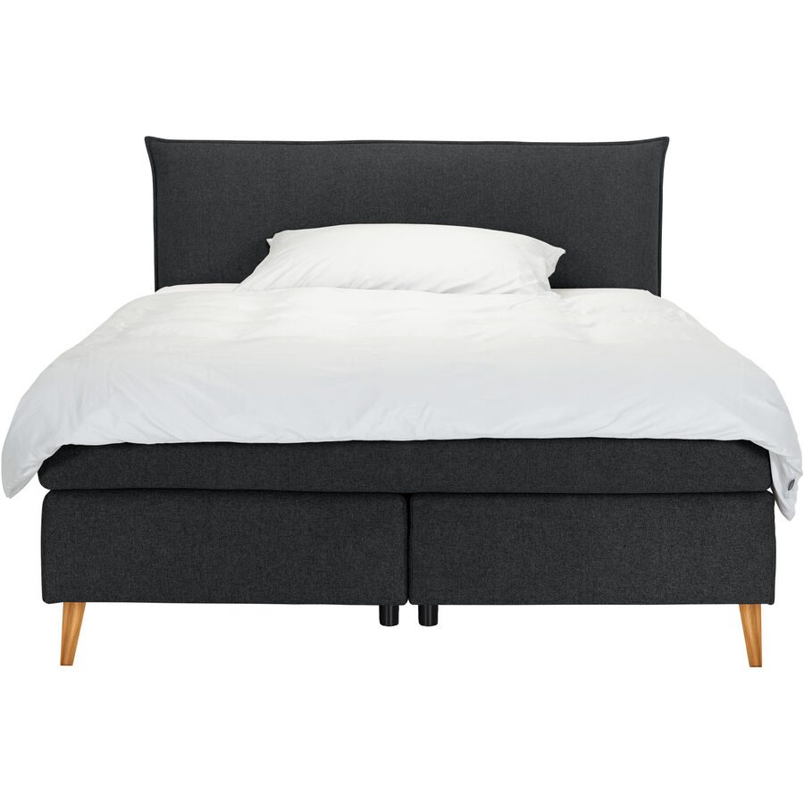 MyDeal Boxspringbett Ron Grau Polyester 160 x 200 cm - Farbe: anthrazit - Boxspringbett