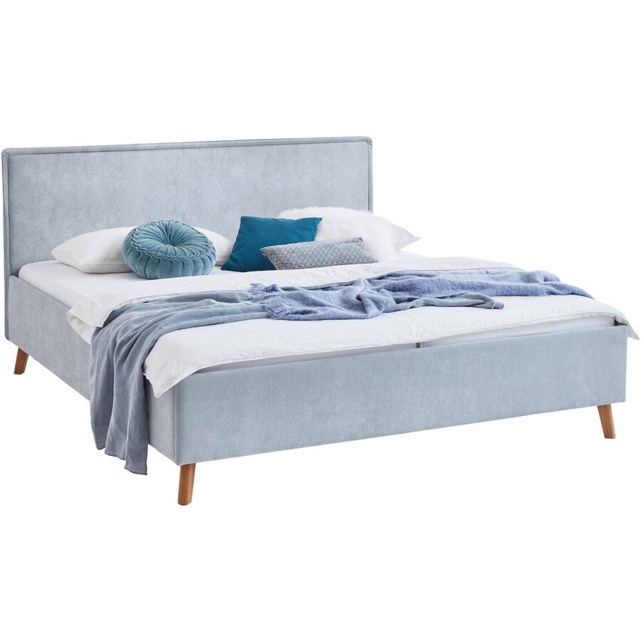 Bett Nola Blau Polyester 160 x 200 cm - Farbe: hellblau - Bett