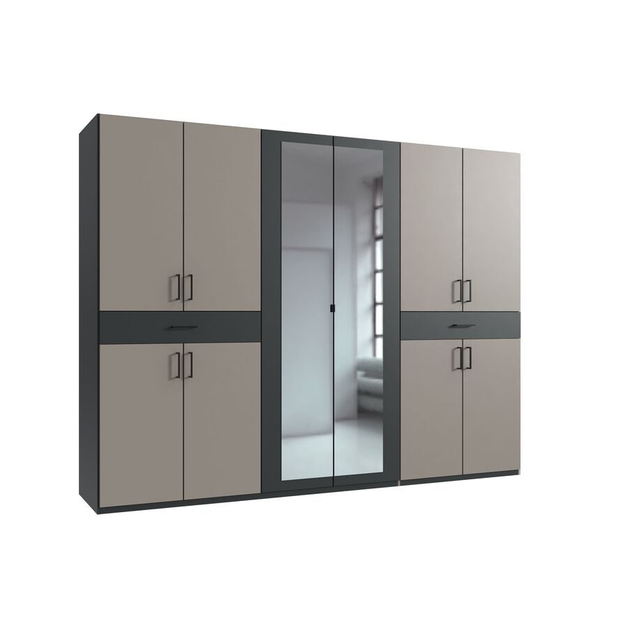 Kleiderschrank Tiby Grau Holz/Holzwerkstoff 270 cm 58 cm 208 cm - Farbe: graphit - Kleiderschrank