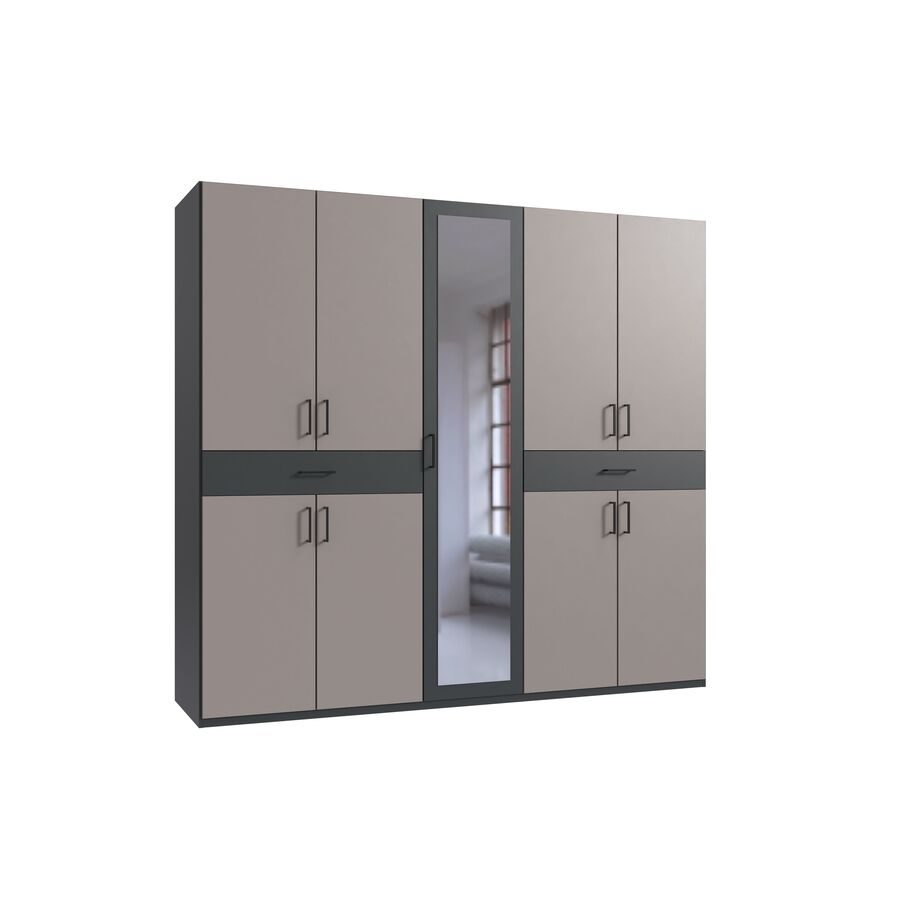 Kleiderschrank Tiby Grau Holz/Holzwerkstoff 225 cm 58 cm 208 cm - Farbe: graphit - Kleiderschrank
