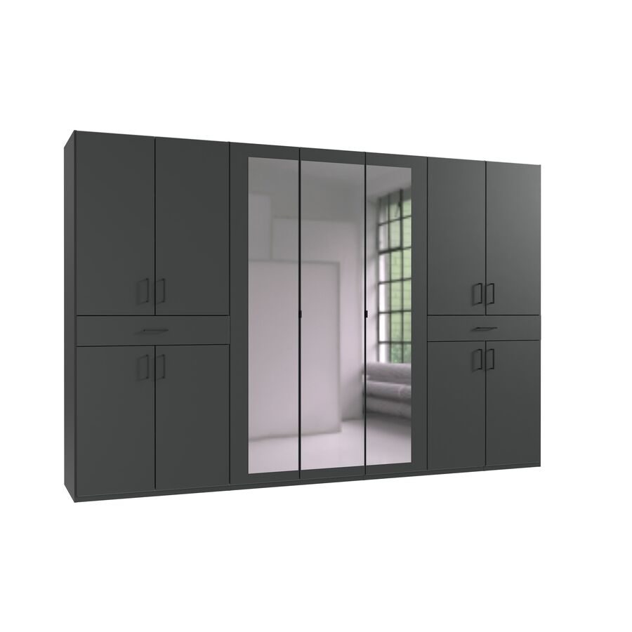 Kleiderschrank Tiby Grau Holz/Holzwerkstoff 313 cm 58 cm 208 cm - Farbe: graphit - Kleiderschrank