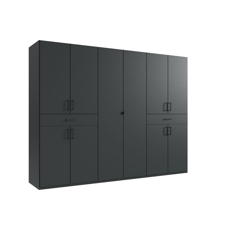 Kleiderschrank Tiby Grau Holz 270 cm 58 cm 208 cm - Farbe: graphit - Material: Holzwerkstoff - Kleiderschrank