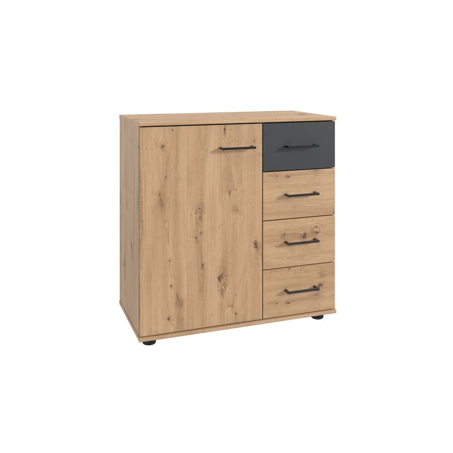 Kommode Tiby Braun Holz 81 cm 41 cm - Farbe: Eiche Nachbildung - Material: Holzwerkstoff - Kommode