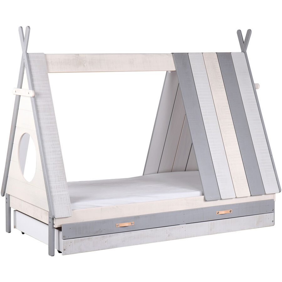 Kinderbett Vamon Grau/Weiss Holz 105 x 167 cm - Farbe: weiss/grau - Material: MDF - Kinderbett
