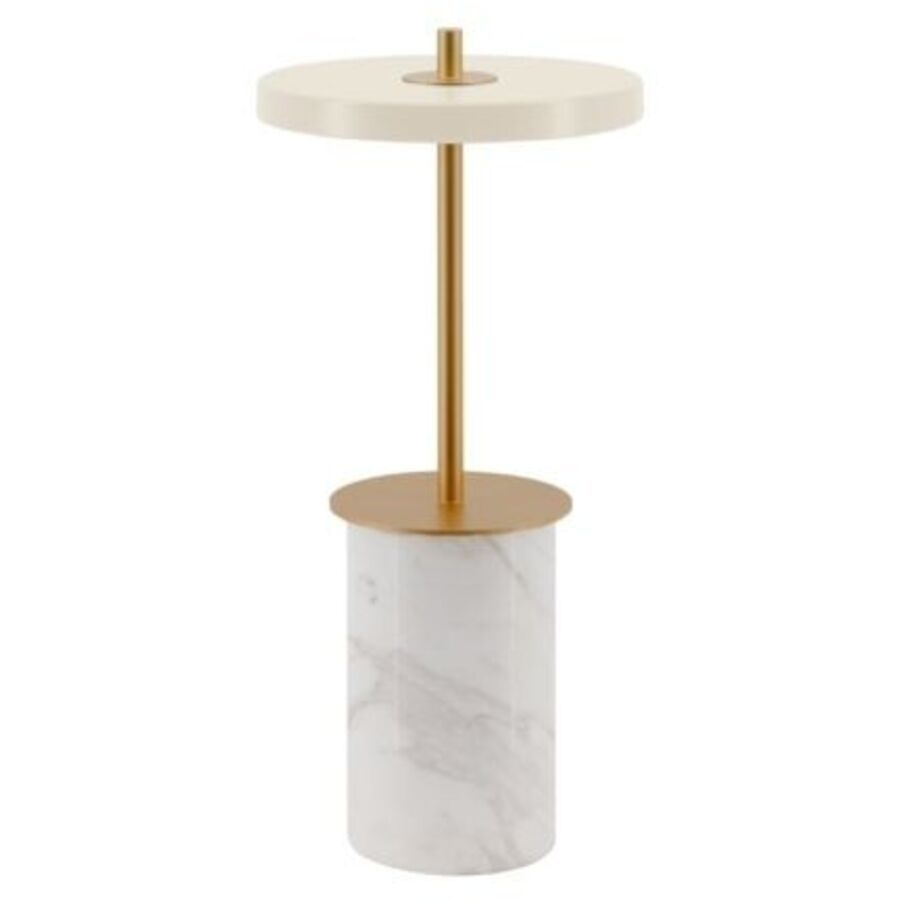 UMAGE Tischlampe Asteria Weiss/Gold Stahl 12 cm 12 cm - Farbe: messing/weiss - LED - Lichtfarbe: Warmweiss - Tischlampe- LED Energiesparlampe