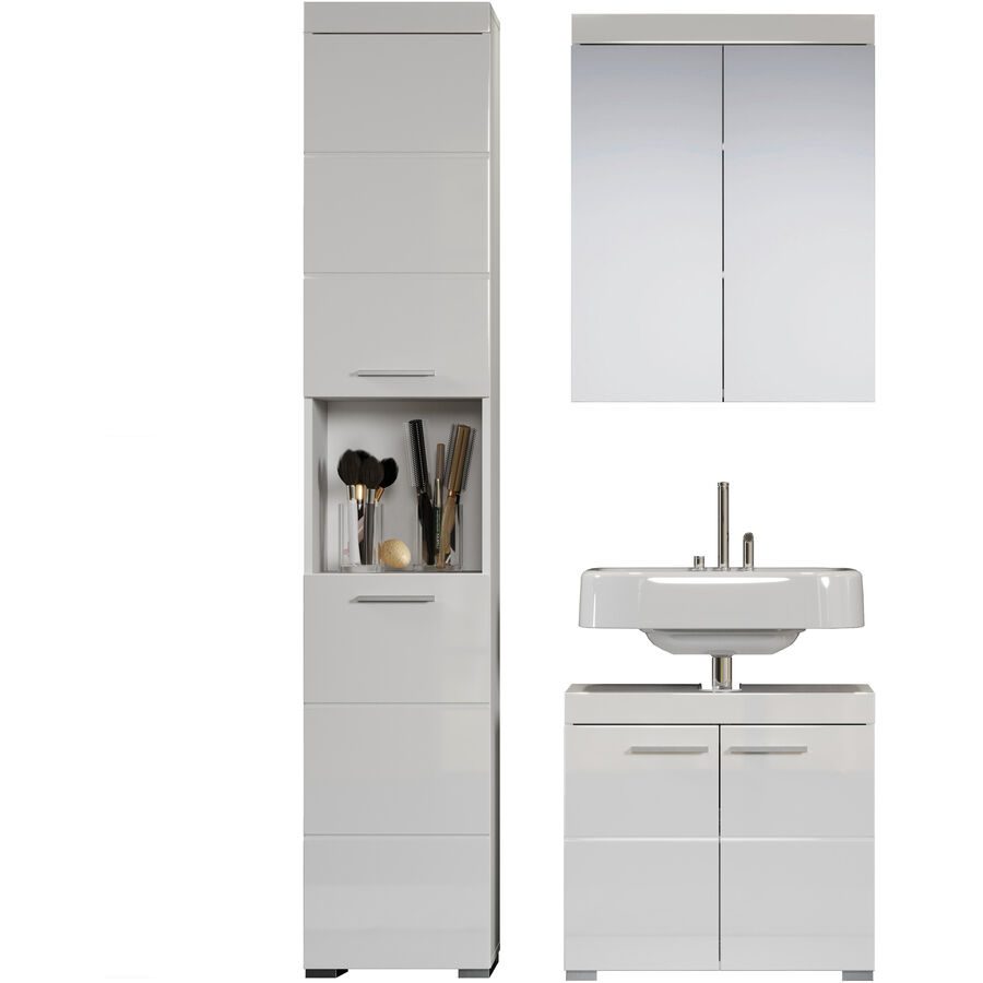 Badezimmer-Set Clairo Weiss Holz 112 cm 34 cm 190 cm - Material: Holzwerkstoff - Badezimmer-Set