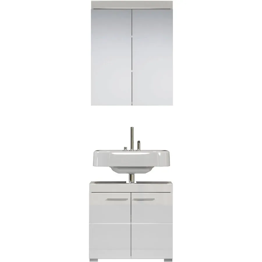 Badezimmer-Set Clairo Weiss Holz 60 cm 34 cm 190 cm - Material: Holzwerkstoff - Badezimmer-Set