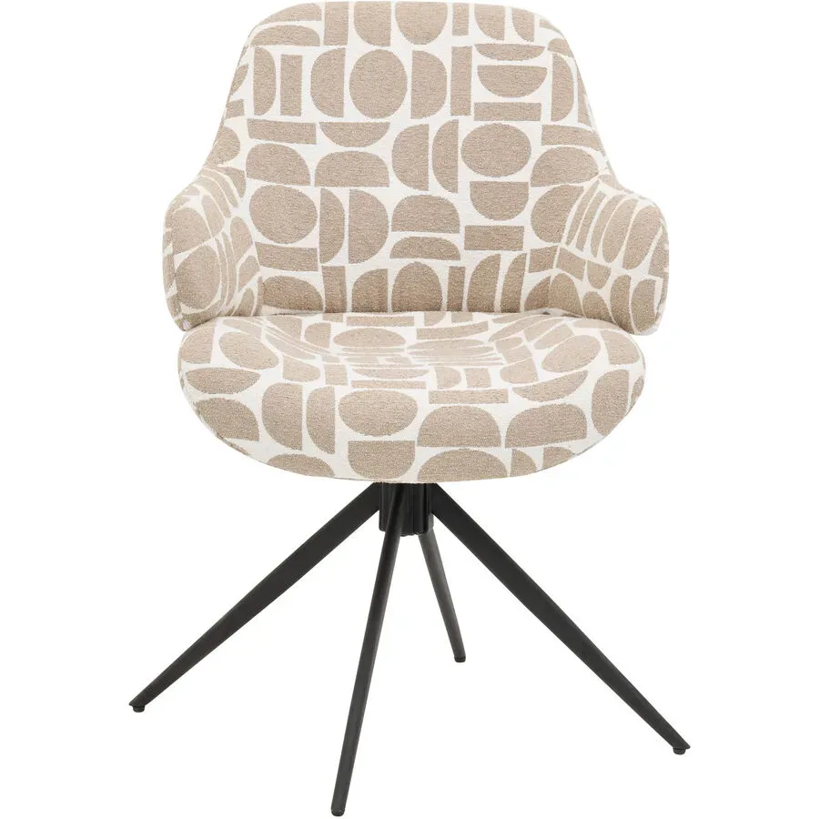 Armlehnstuhl Tuya Beige/Grau Polyester 57.5 cm Drehbar - Farbe: Greige - Armlehnstuhl