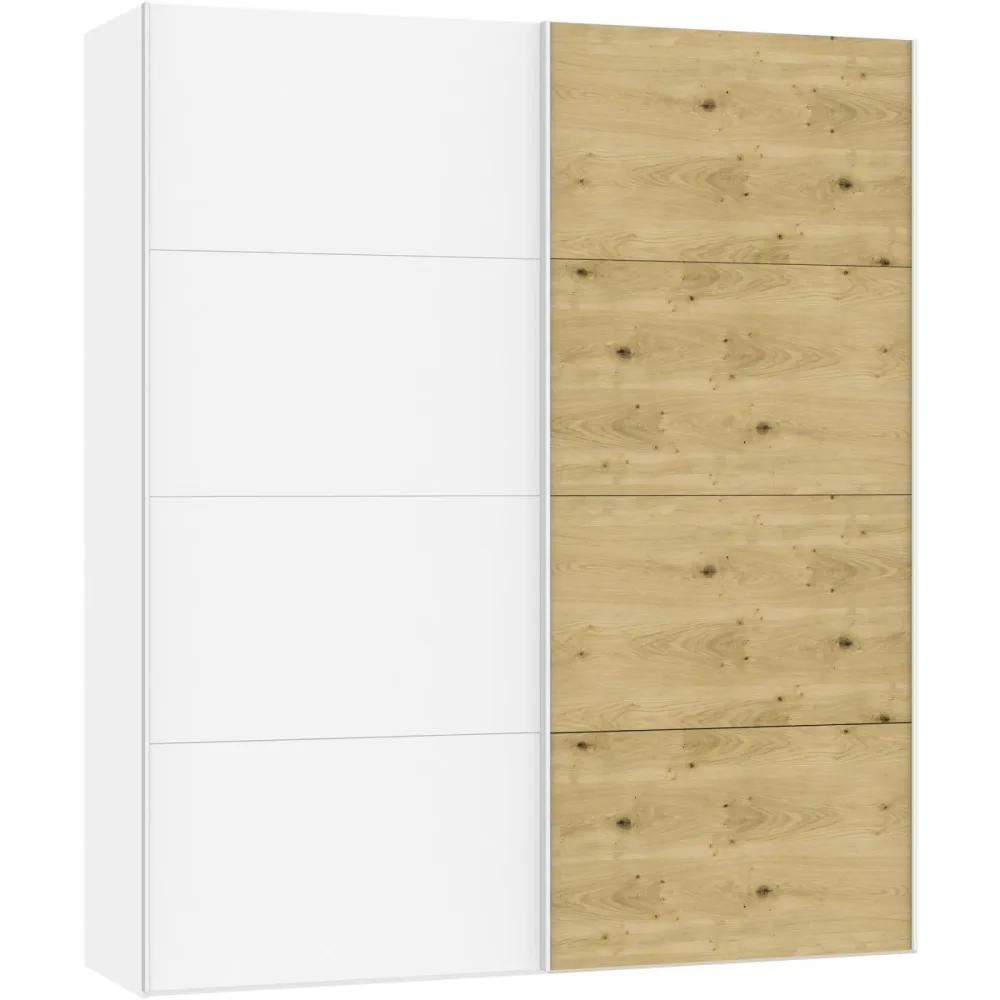 Kleiderschrank Arena Schwebetüren Weiss Holz 203 cm 65 cm 236 cm - Material: Holzwerkstoff - Schweizer Möbelhersteller - Kleiderschrank