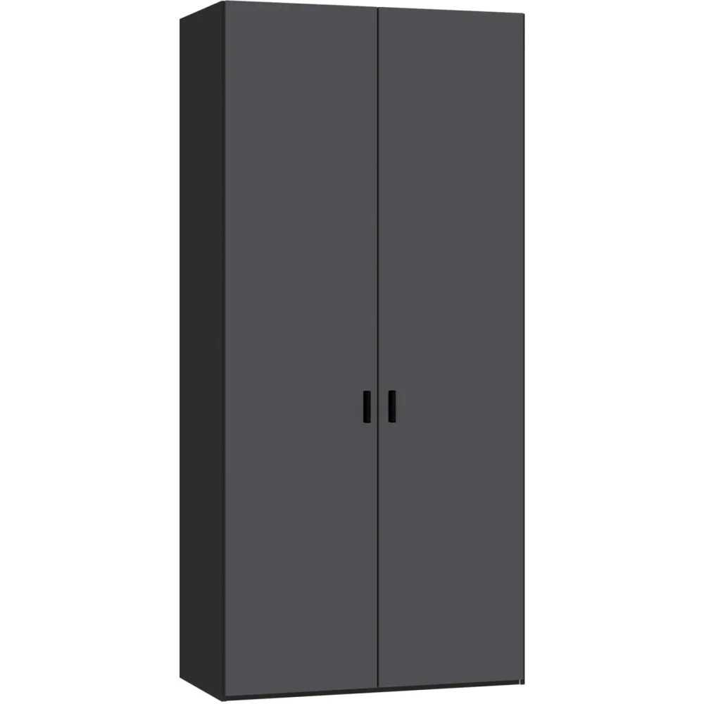 Kleiderschrank Arena Drehtüren Schwarz Holz 102 cm 40 cm 220 cm - Material: Holzwerkstoff - Schweizer Möbelhersteller - Kleiderschrank