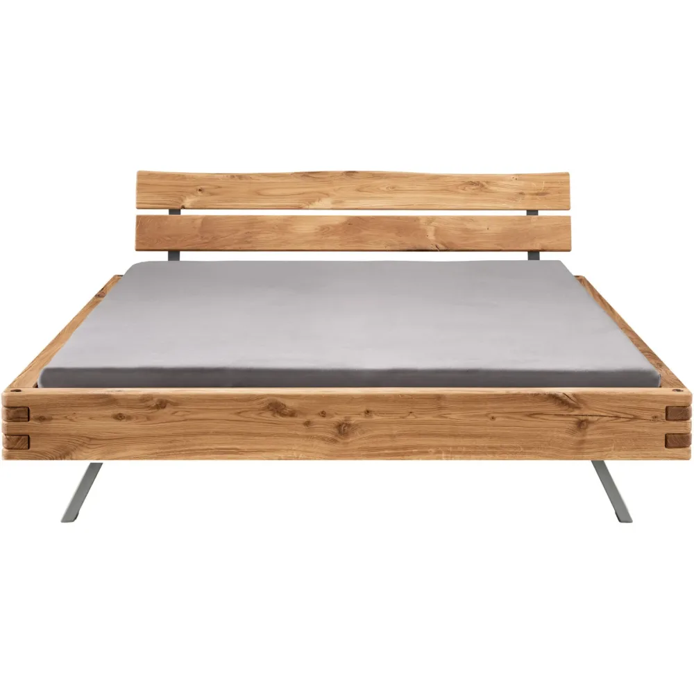Bett Tepo Braun Holz 160 x 200 cm - Farbe: natur geölt - Material: Wildeiche - Bett