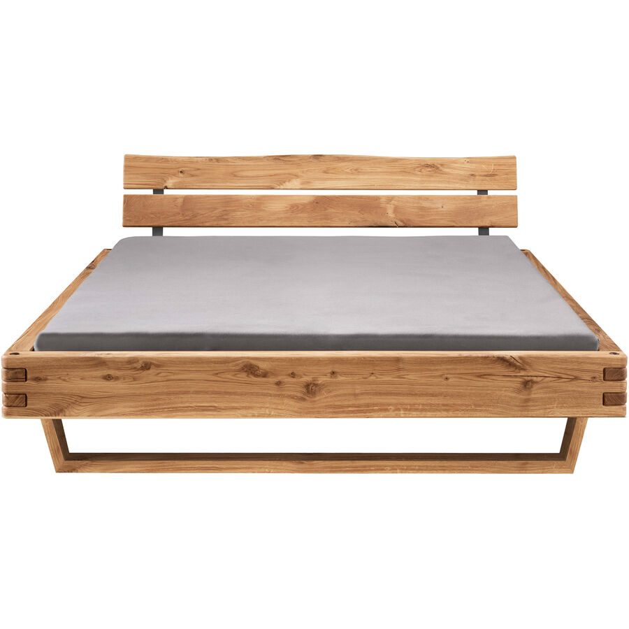 Bett Tepo Braun Holz 140 x 200 cm - Farbe: natur geölt - Material: Wildeiche - Bett