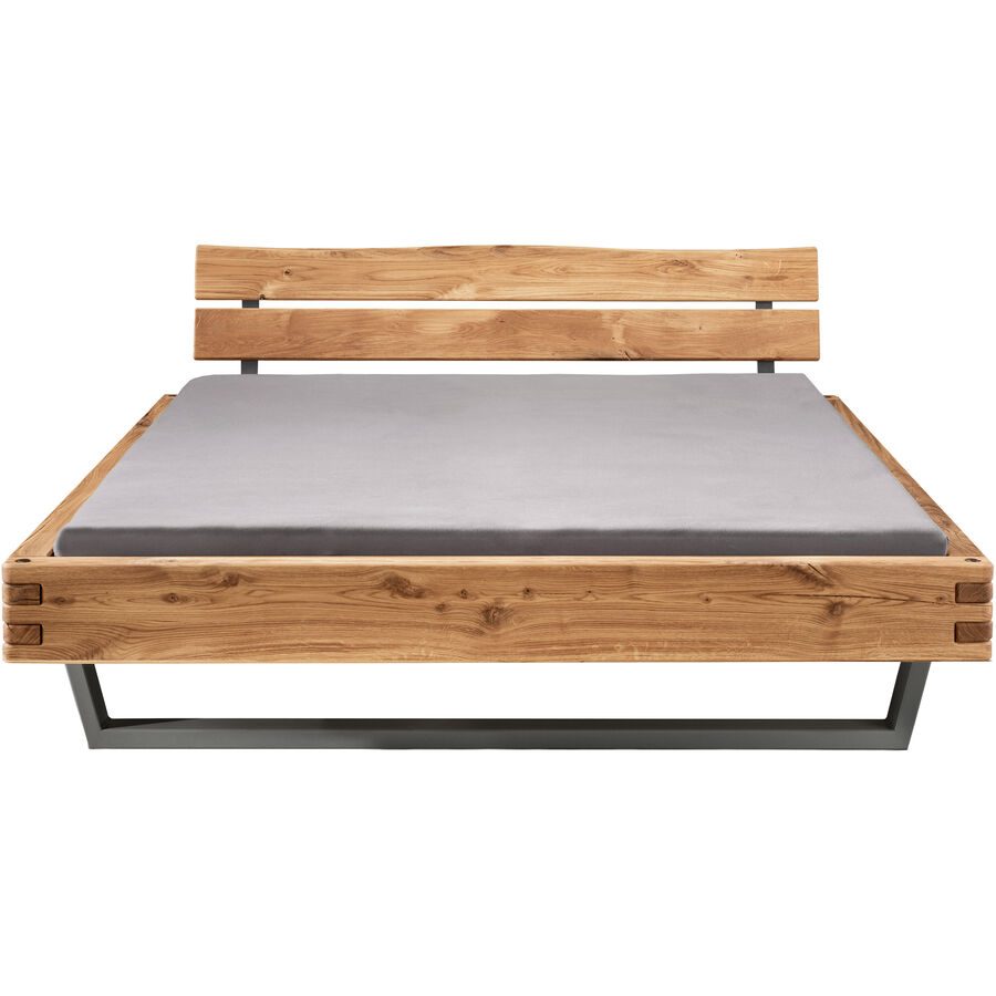 Bett Tepo Braun Holz 140 x 200 cm - Farbe: natur geölt - Material: Wildeiche - Bett