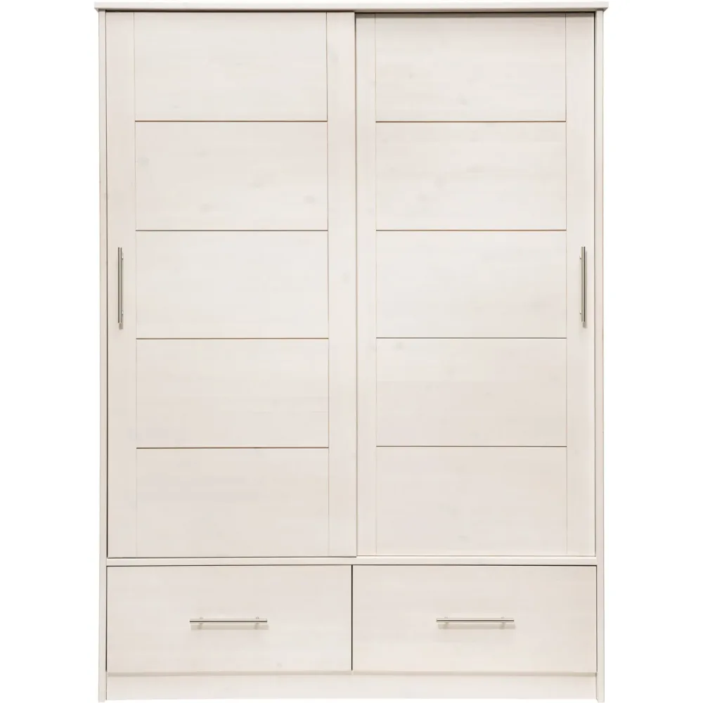 Kleiderschrank Iris Weiss Holz 145 cm 57.5 cm 200 cm - Material: Kiefer - Kleiderschrank