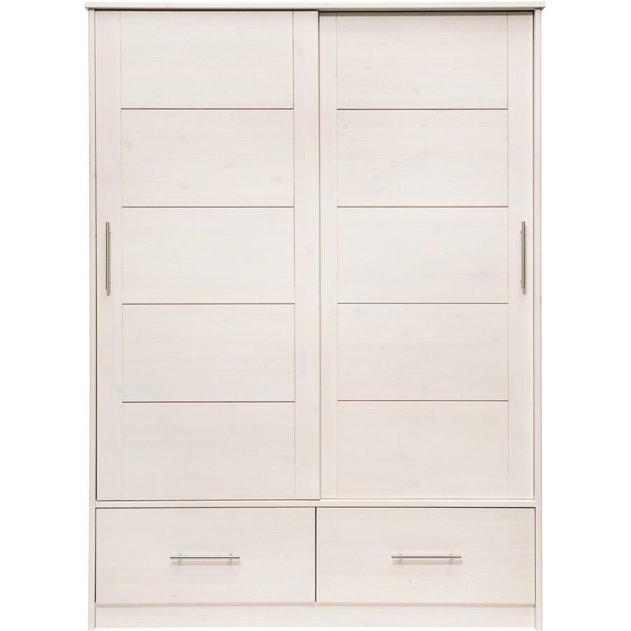 Kleiderschrank Iris Weiss Holz 145 cm 57.5 cm 200 cm - Material: Kiefer - Kleiderschrank