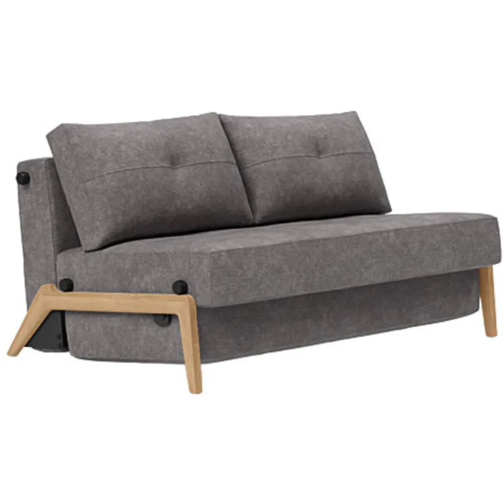 Bettsofa Kube Grau Stoff 148 cm 98 cm Ausklappbar - Bettsofa