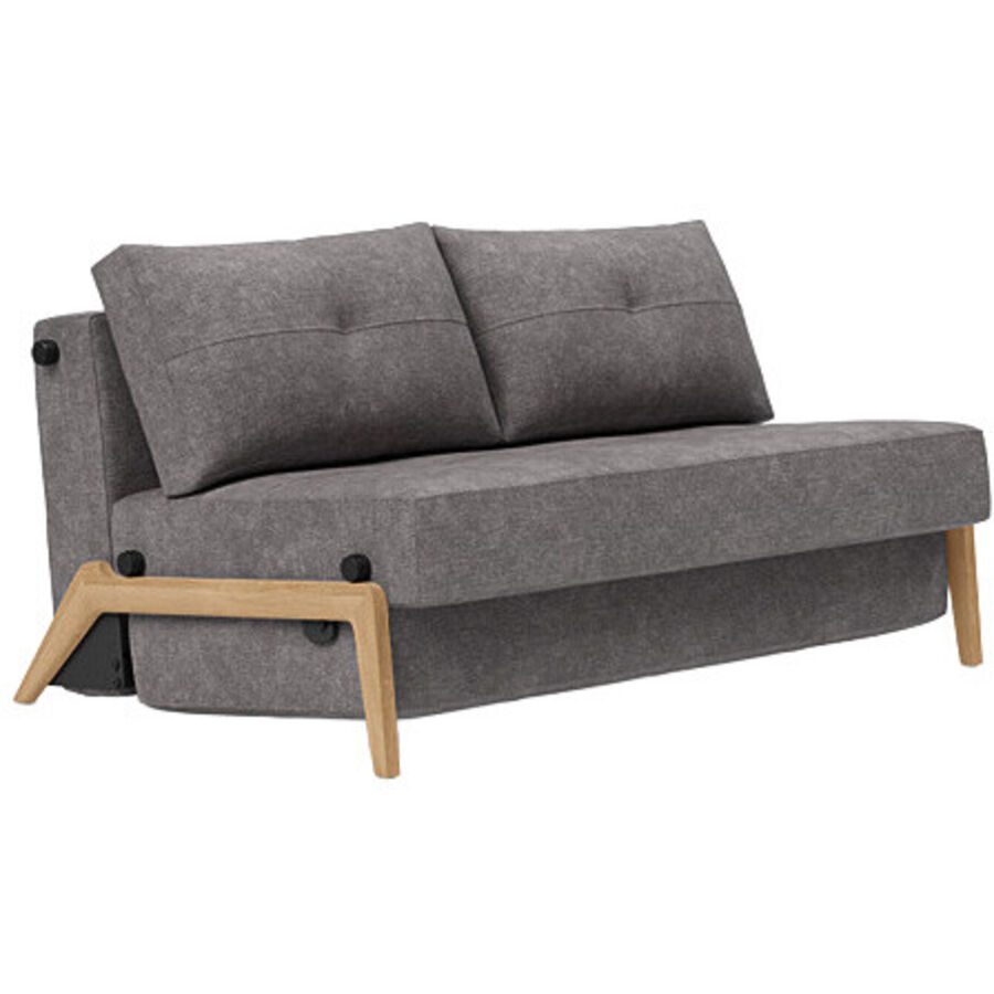 Bettsofa Kube Grau Stoff 148 cm 98 cm Ausklappbar - Bettsofa