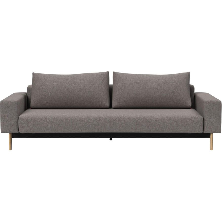 Bettsofa Idun Beige/Grau Stoff 242 cm 100 cm Ausziehbar - Farbe: graubeige - Bettsofa