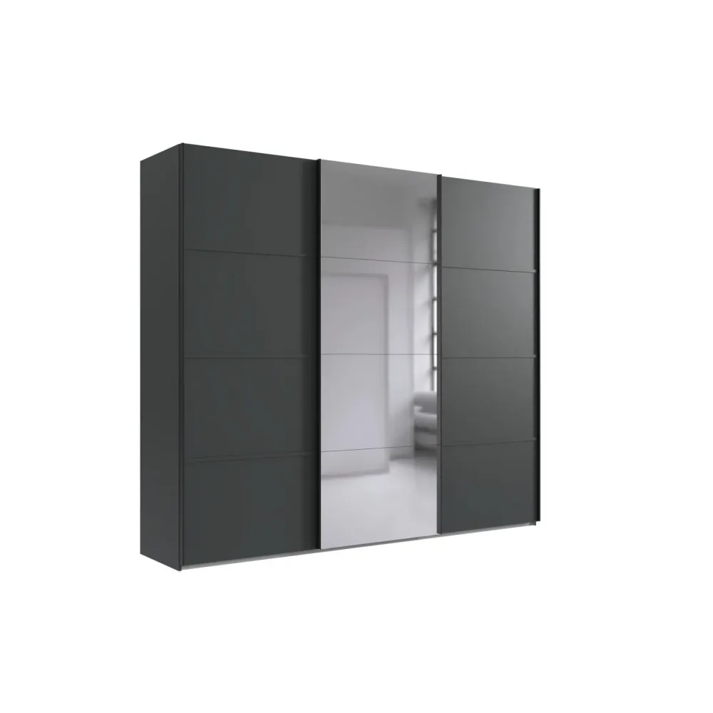 Kleiderschrank Jurky Grau Holz 270 cm 64 cm 208 cm - Farbe: graphit - Material: Holzwerkstoff - Kleiderschrank