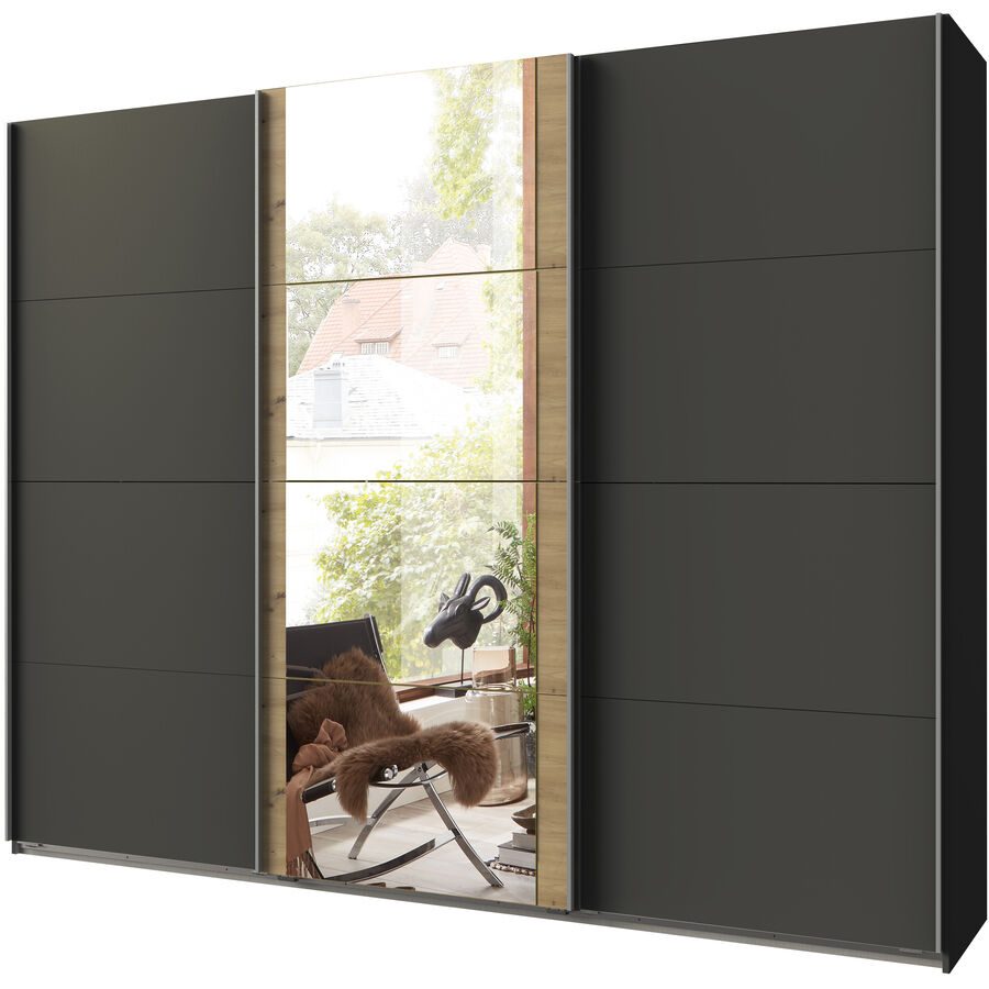 Kleiderschrank Juli Grau Holz 313 cm 64 cm 208 cm - Farbe: graphit - Material: Holzwerkstoff - Kleiderschrank
