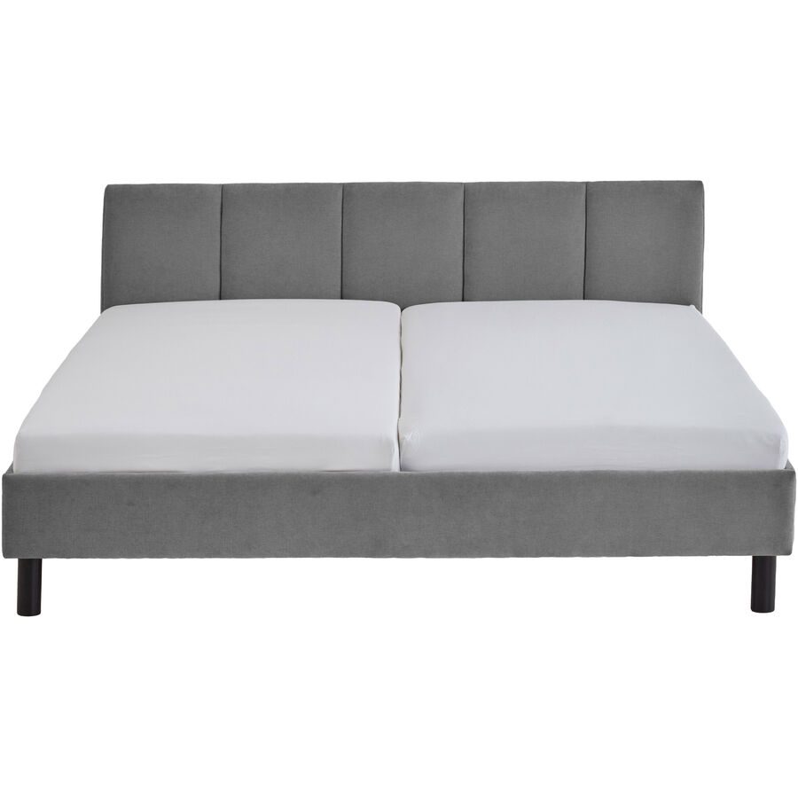 Bett Jess Grau Stoff 140 x 200 cm - Farbe: lichtgrau - Bett