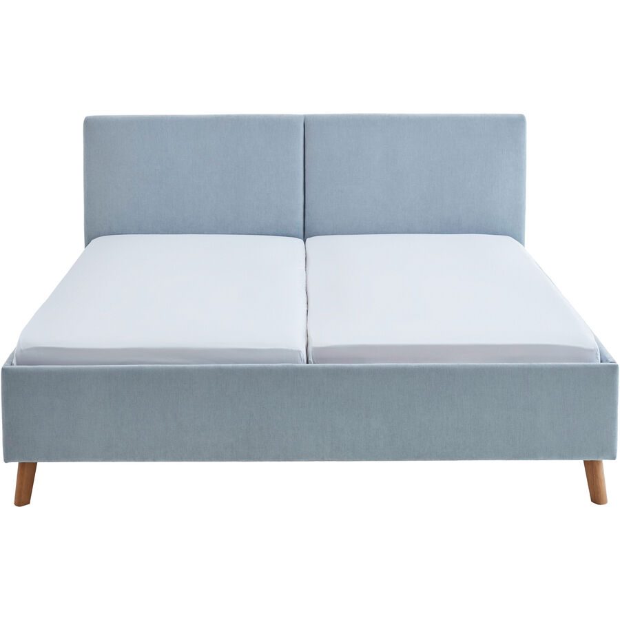 Bett Nola Blau Stoff 180 x 200 cm - Farbe: hellblau - Bett