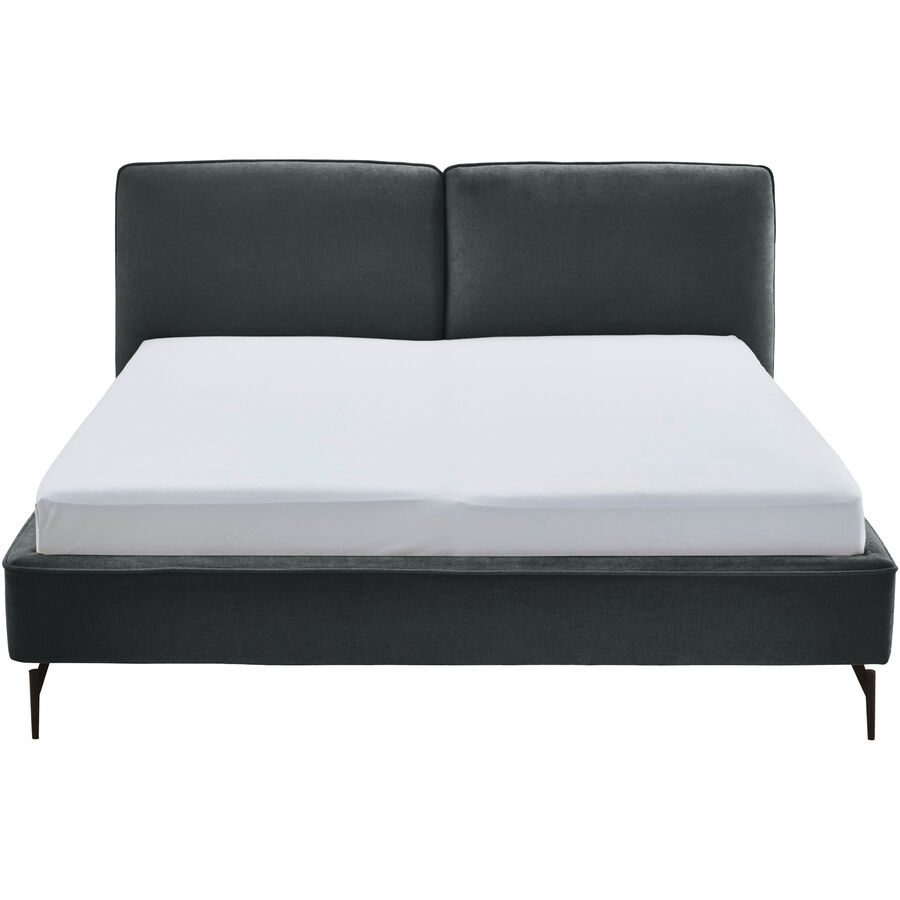 Bett Ibli Schwarz Stoff 180 x 200 cm - Bett
