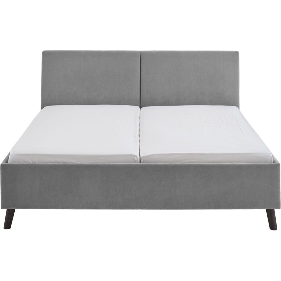 Bett Nola Grau Stoff 180 x 200 cm - Farbe: lichtgrau - Bett