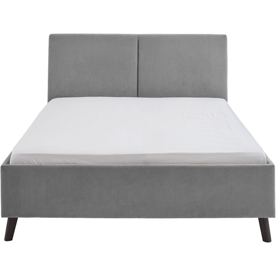 Bett Nola Grau Stoff 140 x 200 cm - Farbe: lichtgrau - Bett