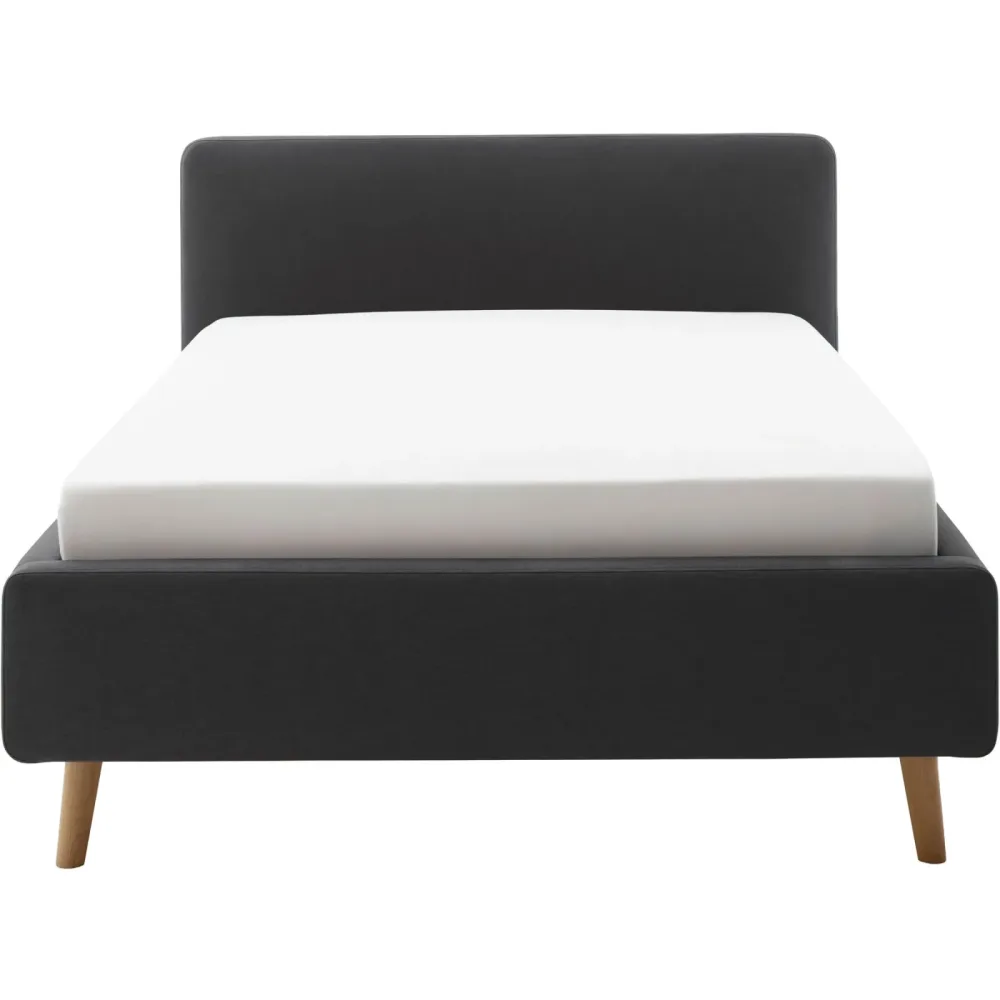 Bett Senja Grau Stoff 120 x 200 cm - Farbe: anthrazit - Bett