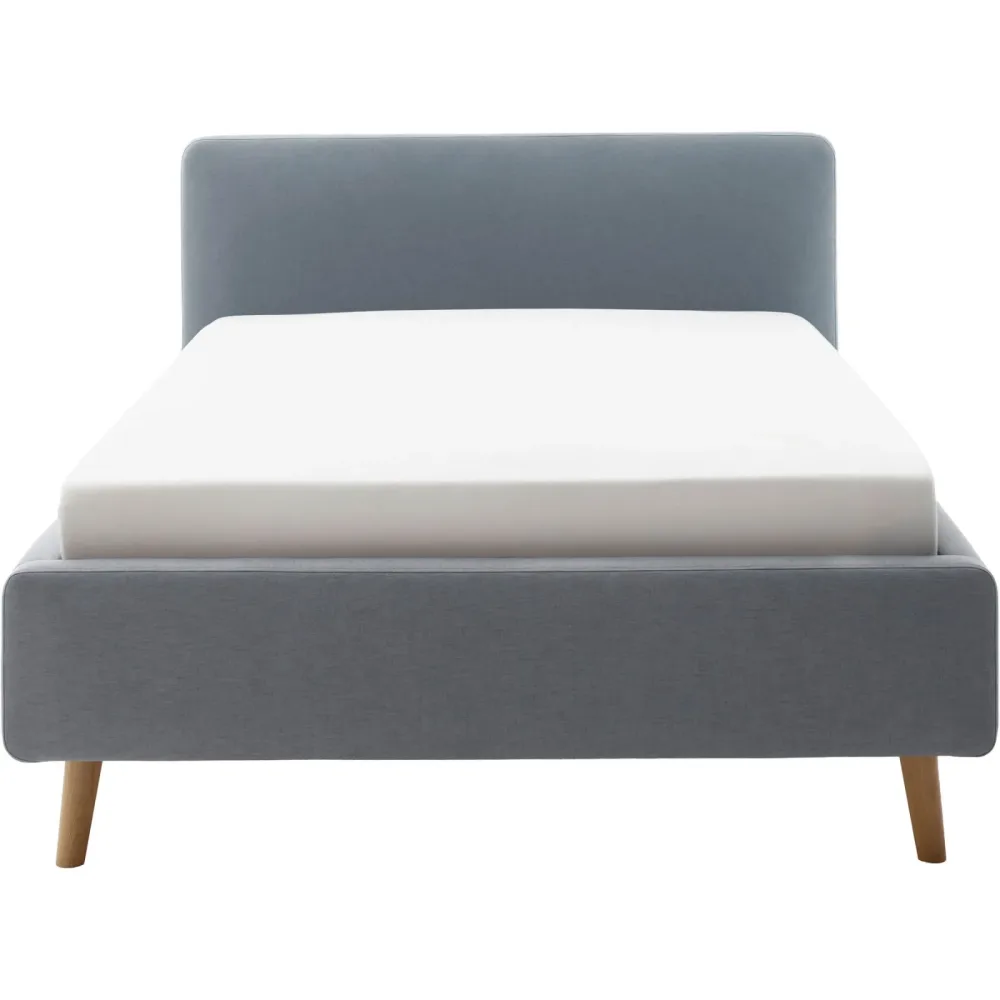 Bett Senja Blau Stoff 120 x 200 cm - Farbe: eisblau - Bett