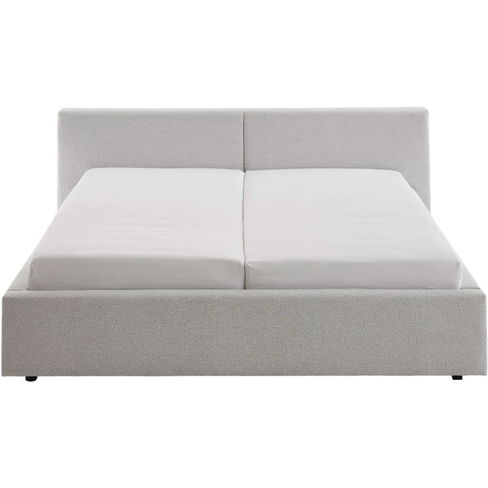 Bett Lois Grau Stoff 160 x 200 cm - Farbe: Beton lichtgrau/graphit - Bett