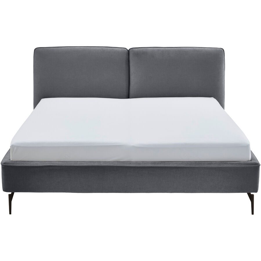 Bett Ibli Grau Stoff 160 x 200 cm - Farbe: Dunkelgrau - Bett