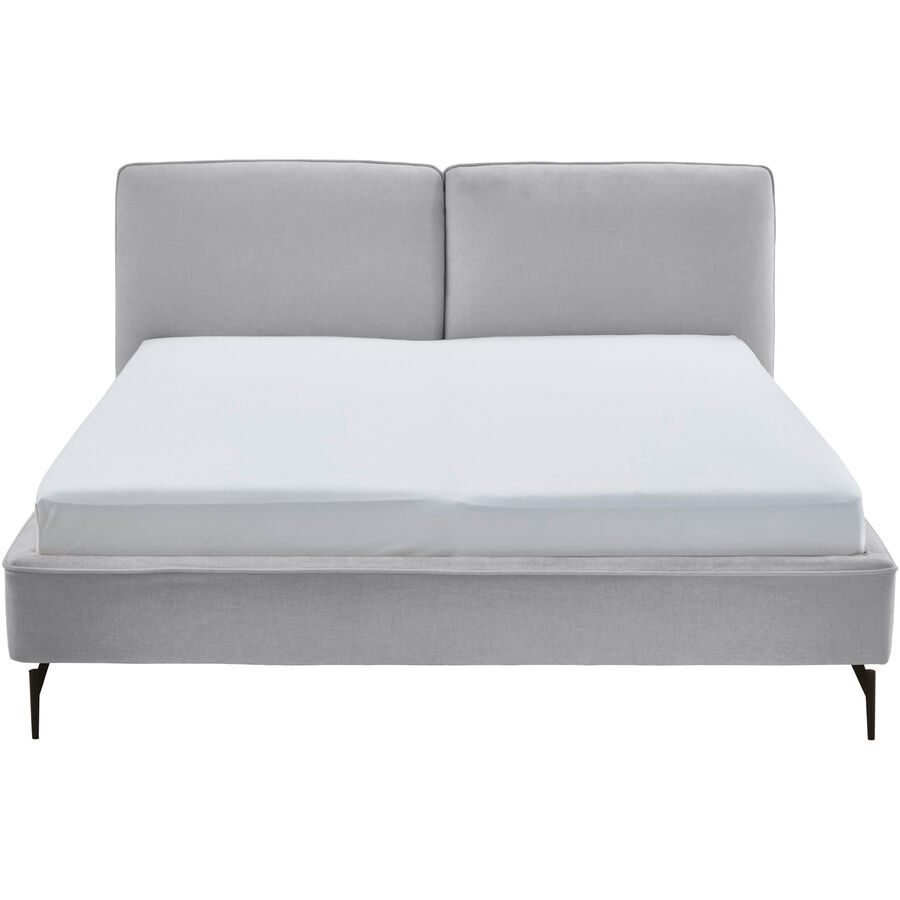 Bett Ibli Grau Stoff 180 x 200 cm - Farbe: hellgrau - Bett