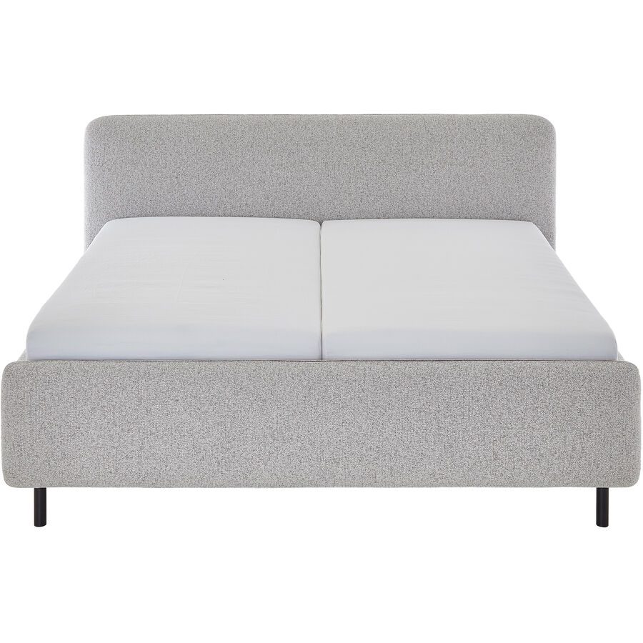 Bett Prisa Grau Stoff 160 x 200 cm - Farbe: hellgrau - Bett