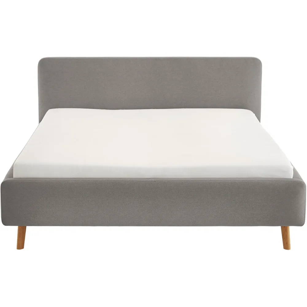 Bett Senja Grau Stoff 160 x 200 cm - Farbe: Ash - Bett