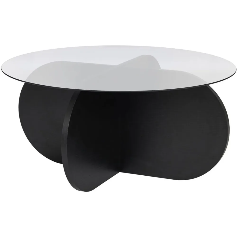 Salontisch Georis Schwarz Glas/Holz 75 cm - Material: Glas/Holzwerkstoff - Salontisch
